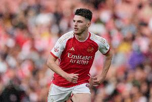 欧冠单场对阵皇马任意球双响,赖斯是赛事历史第二人